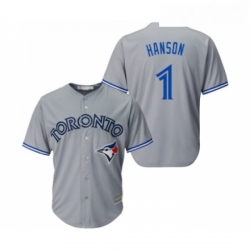 Youth Toronto Blue Jays 1 Alen Hanson Replica Grey Road Baseball Jersey 