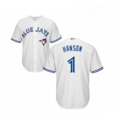 Youth Toronto Blue Jays 1 Alen Hanson Replica White Home Baseball Jersey 