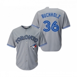 Youth Toronto Blue Jays 36 Clay Buchholz Authentic Grey Road Baseball Jersey 