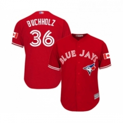 Youth Toronto Blue Jays 36 Clay Buchholz Replica Scarlet Alternate Baseball Jersey 