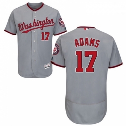 Men Majestic Washington Nationals 17 Matt Adams Grey Road Flex Base MLB Stitched Jersey