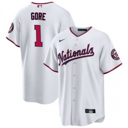 Men Washington Nationals 1 MacKenzie Gore White Cool Base Stitched Baseball Jersey