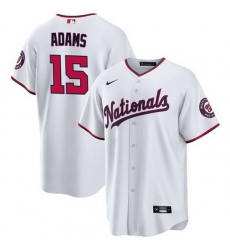Men Washington Nationals 15 Riley Adams White Cool Base Stitched Baseball Jersey
