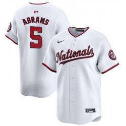 Men Washington Nationals 5 CJ Abrams White 2024 Home Limited Stitched Baseball Jersey
