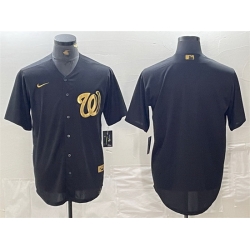 Men Washington Nationals Blank Black Logo Cool Base Stitched Baseball Jersey