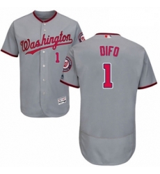 Mens Majestic Washington Nationals 1 Wilmer Difo Grey Road Flex Base Authentic Collection MLB Jersey