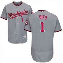 Mens Majestic Washington Nationals 1 Wilmer Difo Grey Road Flex Base Authentic Collection MLB Jersey