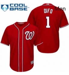 Mens Majestic Washington Nationals 1 Wilmer Difo Replica Red Alternate 1 Cool Base MLB Jersey 