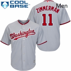 Mens Majestic Washington Nationals 11 Ryan Zimmerman Replica Grey Road Cool Base MLB Jersey
