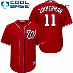 Mens Majestic Washington Nationals 11 Ryan Zimmerman Replica Red Alternate 1 Cool Base MLB Jersey