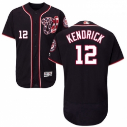 Mens Majestic Washington Nationals 12 Howie Kendrick Navy Blue Alternate Flex Base Authentic Collection MLB Jersey