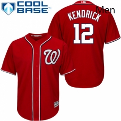 Mens Majestic Washington Nationals 12 Howie Kendrick Replica Red Alternate 1 Cool Base MLB Jersey 