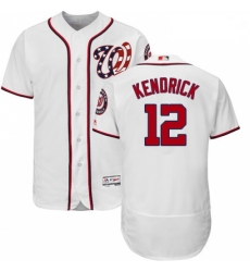 Mens Majestic Washington Nationals 12 Howie Kendrick White Home Flex Base Authentic Collection MLB Jersey