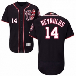 Mens Majestic Washington Nationals 14 Mark Reynolds Navy Blue Alternate Flex Base Authentic Collection MLB Stitched Jersey