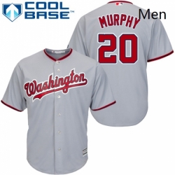 Mens Majestic Washington Nationals 20 Daniel Murphy Replica Grey Road Cool Base MLB Jersey