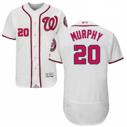 Mens Majestic Washington Nationals 20 Daniel Murphy White Home Flex Base Authentic Collection MLB Jersey