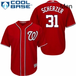 Mens Majestic Washington Nationals 31 Max Scherzer Replica Red Alternate 1 Cool Base MLB Jersey