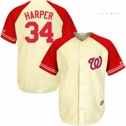 Mens Majestic Washington Nationals 34 Bryce Harper Authentic CreamRed Exclusive MLB Jersey