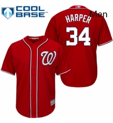 Mens Majestic Washington Nationals 34 Bryce Harper Replica Red Alternate 1 Cool Base MLB Jersey