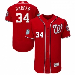 Mens Majestic Washington Nationals 34 Bryce Harper Scarlet 2017 Spring Training Authentic Collection Flex Base MLB Jersey