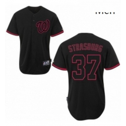 Mens Majestic Washington Nationals 37 Stephen Strasburg Authentic Black Fashion MLB Jersey