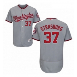 Mens Majestic Washington Nationals 37 Stephen Strasburg Grey Road Flex Base Authentic Collection MLB Jersey