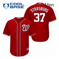 Mens Majestic Washington Nationals 37 Stephen Strasburg Replica Red Alternate 1 Cool Base MLB Jersey