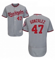 Mens Majestic Washington Nationals 47 Gio Gonzalez Grey Road Flex Base Authentic Collection MLB Jersey