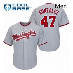 Mens Majestic Washington Nationals 47 Gio Gonzalez Replica Grey Road Cool Base MLB Jersey