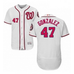 Mens Majestic Washington Nationals 47 Gio Gonzalez White Home Flex Base Authentic Collection MLB Jersey