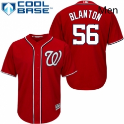 Mens Majestic Washington Nationals 56 Joe Blanton Replica Red Alternate 1 Cool Base MLB Jersey
