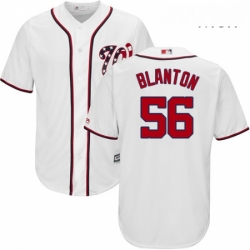 Mens Majestic Washington Nationals 56 Joe Blanton Replica White Home Cool Base MLB Jersey