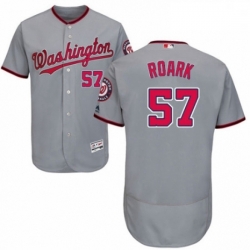 Mens Majestic Washington Nationals 57 Tanner Roark Grey Road Flex Base Authentic Collection MLB Jersey