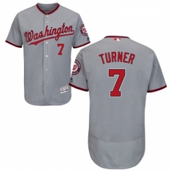 Mens Majestic Washington Nationals 7 Trea Turner Grey Flexbase Authentic Collection MLB Jersey