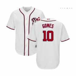 Mens Washington Nationals 10 Yan Gomes Replica White Home Cool Base Baseball Jersey 
