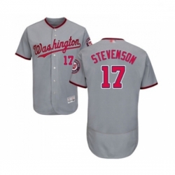Mens Washington Nationals 17 Andrew Stevenson Grey Road Flex Base Authentic Collection Baseball Jersey
