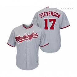 Mens Washington Nationals 17 Andrew Stevenson Replica Grey Road Cool Base Baseball Jersey 