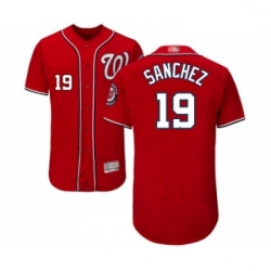 Mens Washington Nationals 19 Anibal Sanchez Red Alternate Flex Base Authentic Collection Baseball Jersey