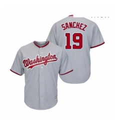 Mens Washington Nationals 19 Anibal Sanchez Replica Grey Road Cool Base Baseball Jersey 