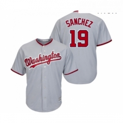 Mens Washington Nationals 19 Anibal Sanchez Replica Grey Road Cool Base Baseball Jersey 