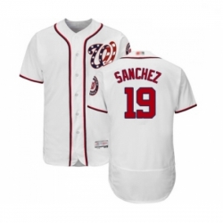 Mens Washington Nationals 19 Anibal Sanchez White Home Flex Base Authentic Collection Baseball Jersey