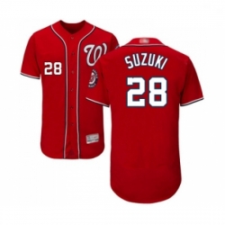Mens Washington Nationals 28 Kurt Suzuki Red Alternate Flex Base Authentic Collection Baseball Jersey