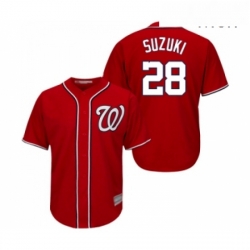 Mens Washington Nationals 28 Kurt Suzuki Replica Red Alternate 1 Cool Base Baseball Jersey 