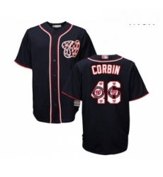 Mens Washington Nationals 46 Patrick Corbin Authentic Navy Blue Team Logo Fashion Cool Base Baseball Jersey 