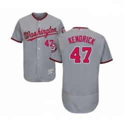Mens Washington Nationals 47 Howie Kendrick Grey Road Flex Base Authentic Collection Baseball Jersey