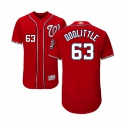Mens Washington Nationals 63 Sean Doolittle Red Alternate Flex Base Authentic Collection Baseball Jersey