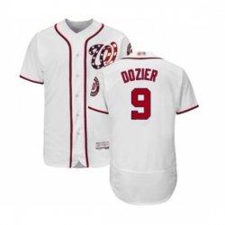 Mens Washington Nationals 9 Brian Dozier White Home Flex Base Authentic Collection Baseball Jersey