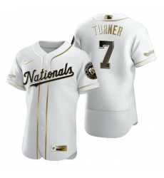 Washington Nationals 7 Trea Turner White Nike Mens Authentic Golden Edition MLB Jersey