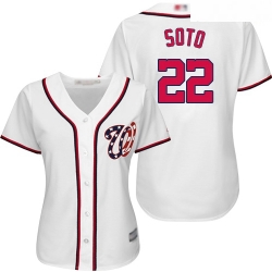 Nationals #22 Juan Soto White Home Women Stitched Baseball Jersey