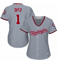 Womens Majestic Washington Nationals 1 Wilmer Difo Authentic Grey Road Cool Base MLB Jersey 